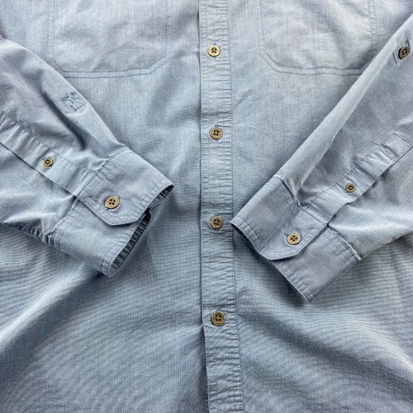 Wrangler Shirt Men XXL Blue Button Up Long Sleeve Chest Pockets Regular Fit - Picture 3 of 10